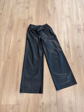 Express Black Wide-Leg Faux Leather Pants